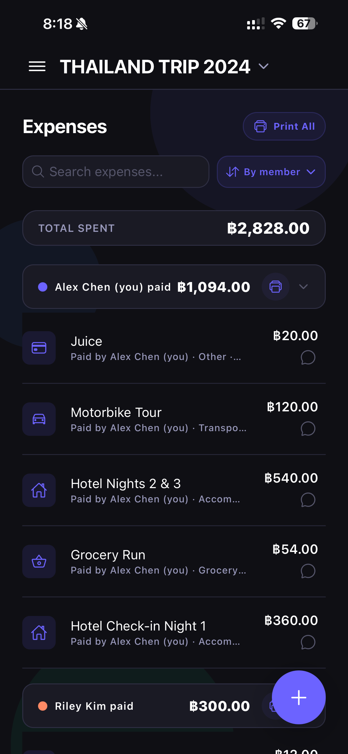 Pangu expenses screen