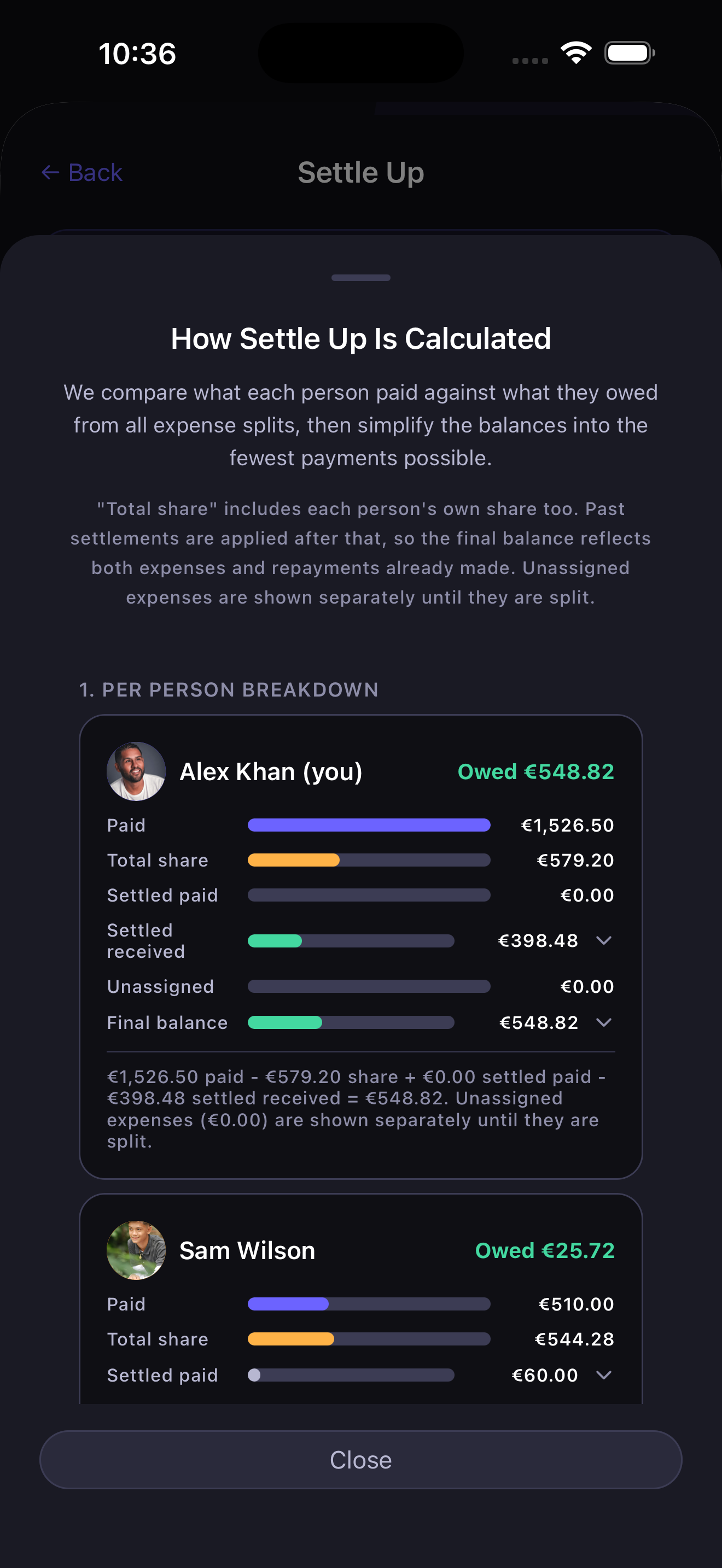 Pangu expenses screen